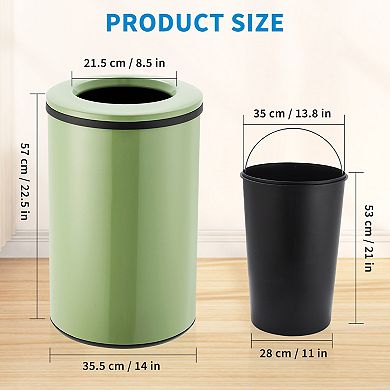 Open Top Stainless Steel Trash Can 10.6 Gallon/40L Fingerprint-Resistant, Removable Inner Bucket