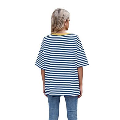 Womens Oversized T Shirts Loose Crewneck Short Sleeve Tops Summer Casual Blouse Y2K Basic Tee Beach