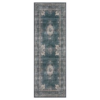 Vintage Washable Area Rug Non-Slip Low Pile Throw Rug for Living Room & Bedroom