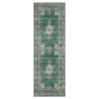 Vintage Washable Area Rug Non-Slip Low Pile Throw Rug for Living Room & Bedroom