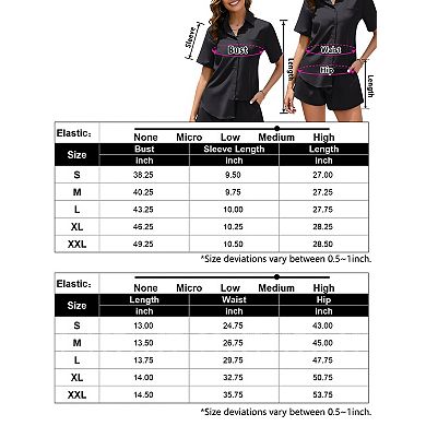 Women's 2 Piece Button Down Short Sleeve Shirt and Shorts Set With Pockets