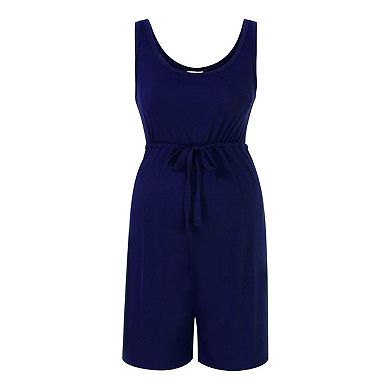 Womens Maternity Jumpsuits Casual Spaghetti Strap Tie Waist Tank Top
