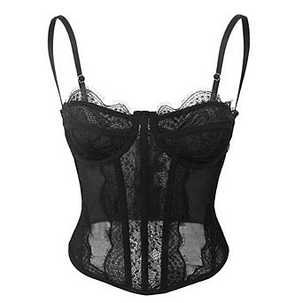 Lace Bustier Corset Tops for Women Party Club Going Out Top with Buckle