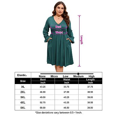 Women's Plus Size Knee Length Wrap Swing V Neck A-Line Dresses