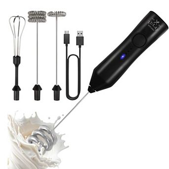 Zulay Kitchen Rechargeable Dynamic Milk Frother - 3 Speeds, 3 Whisk Attachments, 500mAh USB Charging