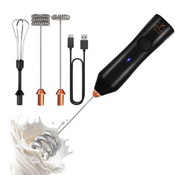 Zulay Kitchen Rechargeable Dynamic Milk Frother - 3 Speeds, 3 Whisk Attachments, 500mAh USB Charging
