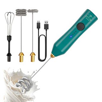 Zulay Kitchen Rechargeable Dynamic Milk Frother - 3 Speeds, 3 Whisk Attachments, 500mAh USB Charging
