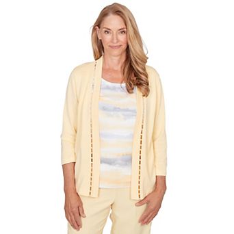 Petite Alfred Dunner Faux Pearl Stripe Two in One Sweater