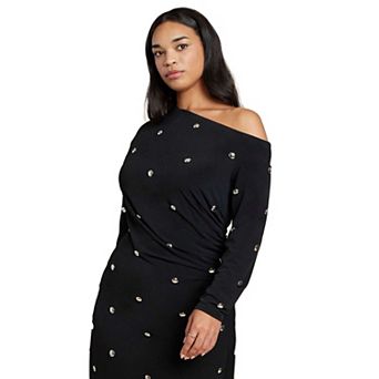 ELOQUII Women's Plus Size Draped Hardware Fitted Dress