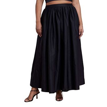 ELOQUII Women's Plus Size Taffeta Full Maxi Skirt