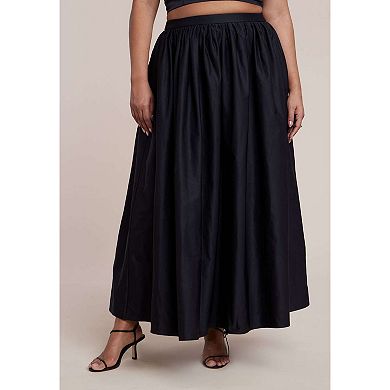 ELOQUII Women's Plus Size Taffeta Full Maxi Skirt