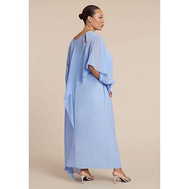 ELOQUII Women's Plus Size Flowy Sheer Cape Dress