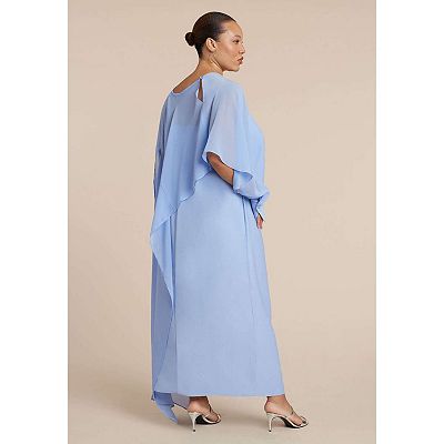 formal cape dress plus size Maëlle Plus Size Cape Short Sleeve Evening Dress– Hello Curve main image 1