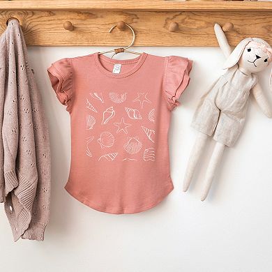 Seashells Square - Flutter Sleeve Graphic T-Shirt