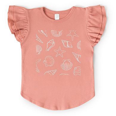 Seashells Square - Flutter Sleeve Graphic T-Shirt