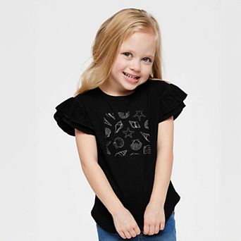 Seashells Square - Flutter Sleeve Graphic T-Shirt