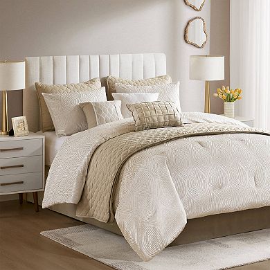 Madison Park Drift 10-piece Jacquard Comforter Set with Quilt and Throw Pillows