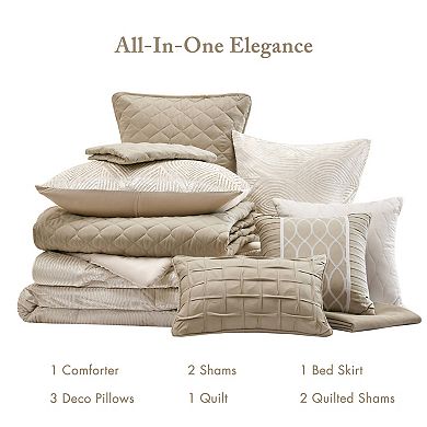 Madison Park Drift 10-piece Jacquard Comforter Set with Quilt and Throw Pillows