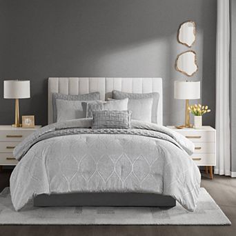 Madison Park Drift 10 pc Jacquard Comforter Set with Quilt and Throw Pillows