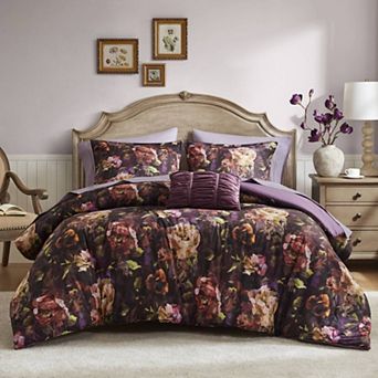 Madison Park Rosalina 4 pc Velvet Comforter Set with Shams and Throw Pillow