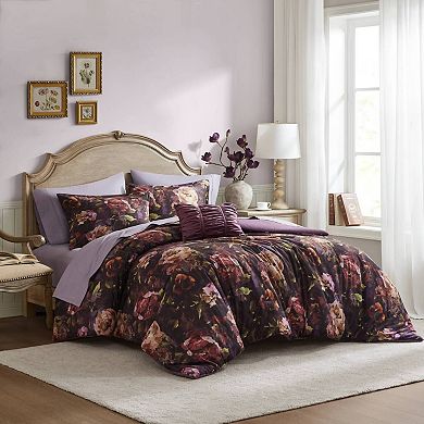 Madison Park Rosalina 4-piece Velvet Comforter Set with Shams and Throw Pillow