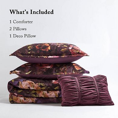 Madison Park Rosalina 4-piece Velvet Comforter Set with Shams and Throw Pillow