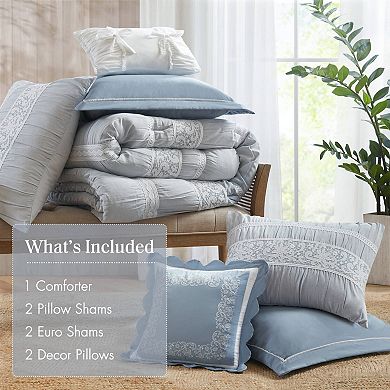 Madison Park Marlowe 7-piece Jacquard Comforter Set with Coordinating Throw Pillows