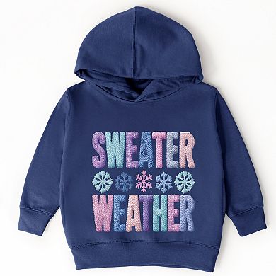 Sweater Weather Snowflake Knit Print - Toddler Hoodie