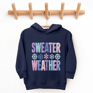 Sweater Weather Snowflake Knit Print - Toddler Hoodie