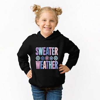 Sweater Weather Snowflake Knit Print - Toddler Hoodie