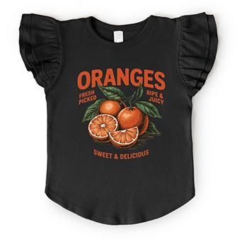 Fresh Picked Oranges Vintage - Flutter Sleeve Graphic T-Shirt