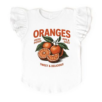 Fresh Picked Oranges Vintage - Flutter Sleeve Graphic T-Shirt
