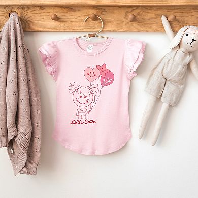 Mini Smiley Aria Balloons - Flutter Sleeve Graphic T-Shirt
