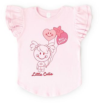 Mini Smiley Aria Balloons - Flutter Sleeve Graphic T-Shirt