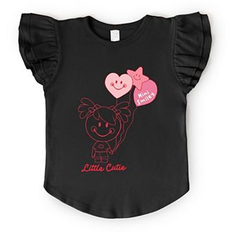 Mini Smiley Aria Balloons - Flutter Sleeve Graphic T-Shirt