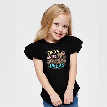 Find Me Under The Palms Waves - Flutter Sleeve Graphic T-Shirt