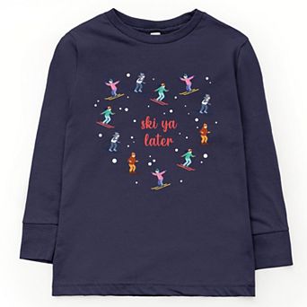 Ski Ya Later Heart - Youth Long Sleeve Graphic T-Shirt