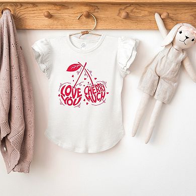 Love You Cherry Much - Flutter Sleeve Graphic T-Shirt