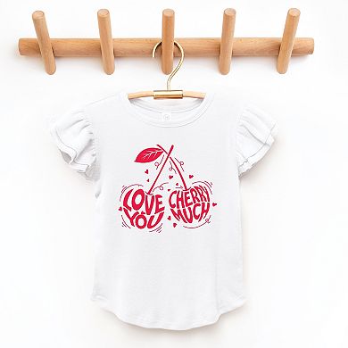 Love You Cherry Much - Flutter Sleeve Graphic T-Shirt