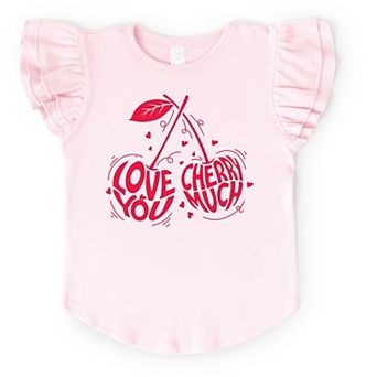 Love You Cherry Much - Flutter Sleeve Graphic T-Shirt