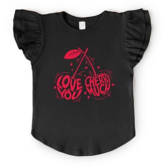 Love You Cherry Much - Flutter Sleeve Graphic T-Shirt
