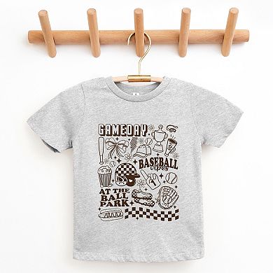 Gameday Baseball Vibes Collage - Youth Short Sleeve Graphic T-Shirt