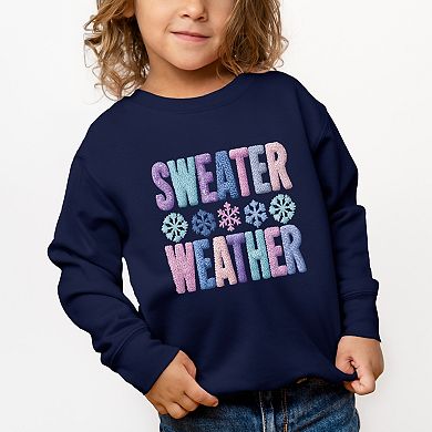 Sweater Weather Snowflake Knit Print - Toddler Graphic Sweatshirt