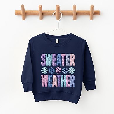 Sweater Weather Snowflake Knit Print - Toddler Graphic Sweatshirt