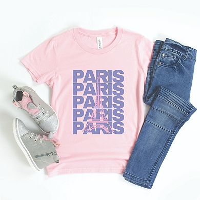Paris Stacked Purple - Youth Short Sleeve Graphic T-Shirt