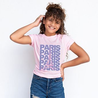 Paris Stacked Purple - Youth Short Sleeve Graphic T-Shirt