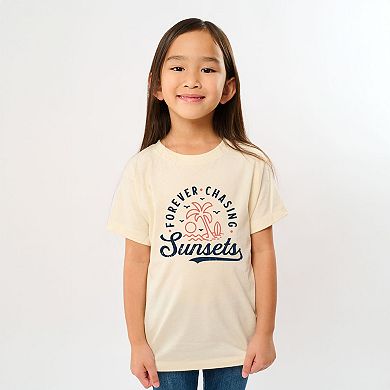 Forever Chasing Sunsets Palm Tree - Youth Short Sleeve Graphic T-Shirt