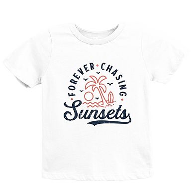 Forever Chasing Sunsets Palm Tree - Youth Short Sleeve Graphic T-Shirt