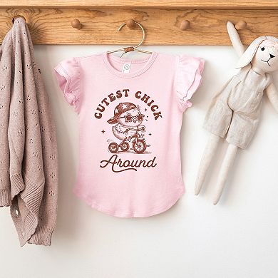 Cutest Chick Around Bike - Flutter Sleeve Graphic T-Shirt