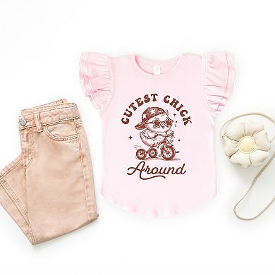 Cutest Chick Around Bike - Flutter Sleeve Graphic T-Shirt